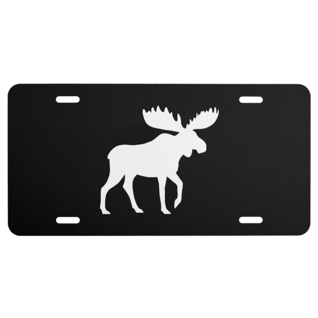 White Moose Silhouette License Plate (Front)