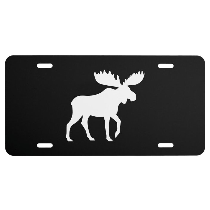 White Moose Silhouette License Plate | Zazzle.com