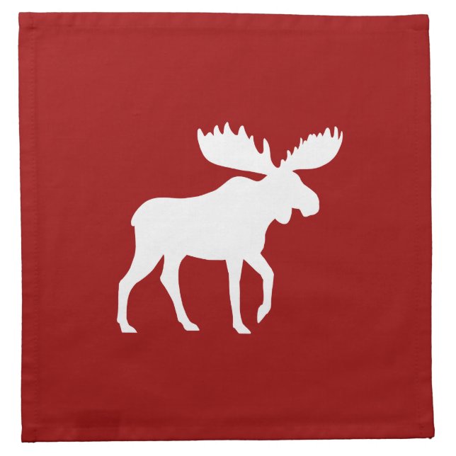 White Moose Silhouette Napkin (Front)