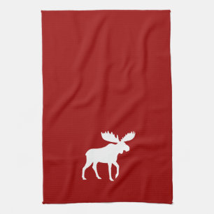 White Moose Silhouette Towel