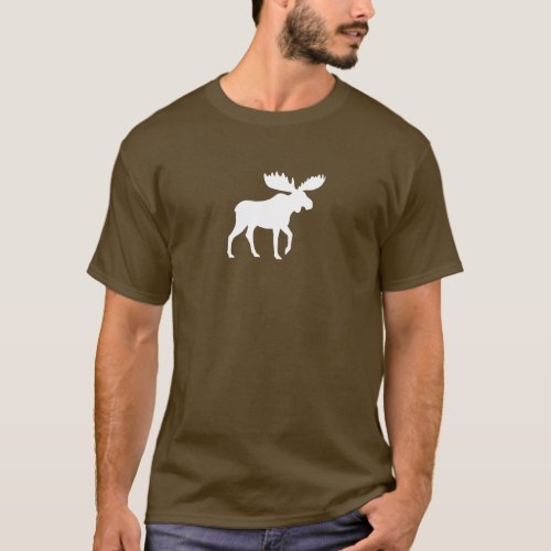 White Moose Silhouette  Wildlife Wild Animal T_Shirt