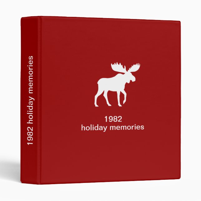 White Moose with Custom Text 3 Ring Binder (Front/Spine)