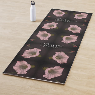 White Morning Glory Flower Abstract Personalized Yoga Mat