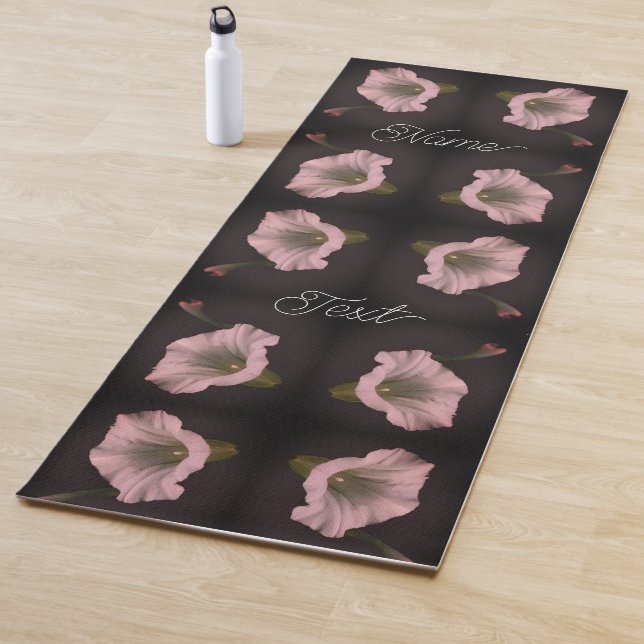 White Morning Glory Flower Abstract Personalized Yoga Mat (In Situ)