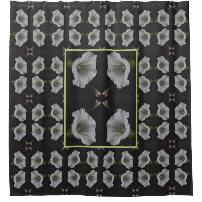 White Morning Glory Flower Art Pattern    Shower Curtain (Front)