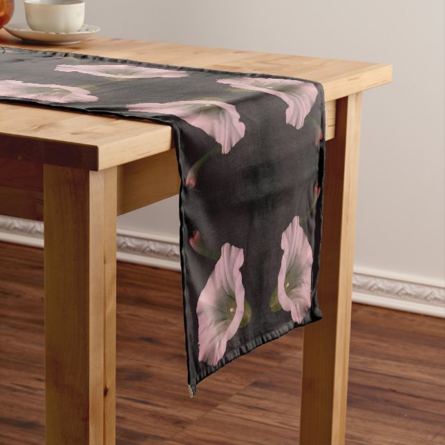 White Morning Glory Flower Close Up Abstract  Short Table Runner (In Situ)