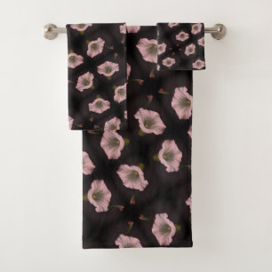 White Morning Glory Flower Close Up Pattern Bath Towel Set