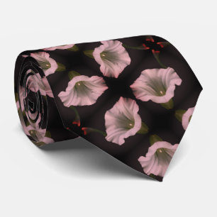 White Morning Glory Flower Close Up Pattern Neck Tie