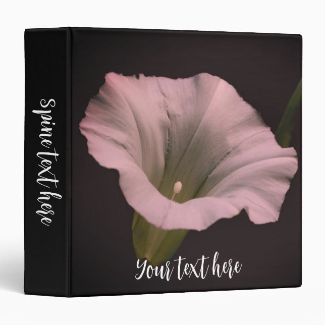 White Morning Glory Flower Personalized 3 Ring Binder (Front/Spine)