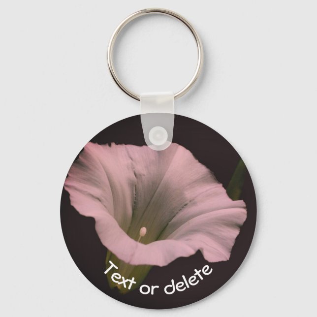 White Morning Glory Flower Personalized Keychain (Front)