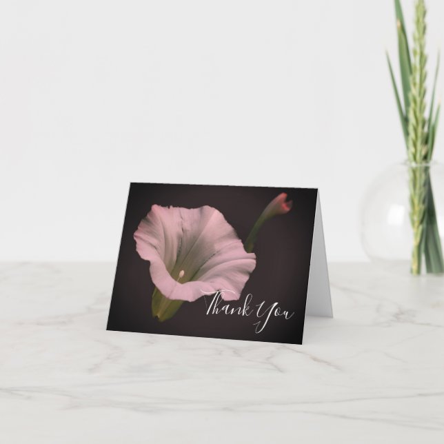 White Morning Glory Flower Thank You Card (Front)