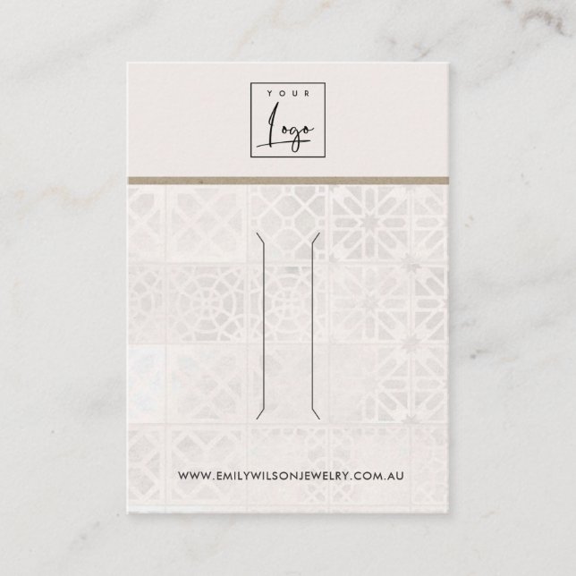 WHITE MOROCCAN TILE TEXTURE HAIR CLIP DISPLAY CARD (Front)