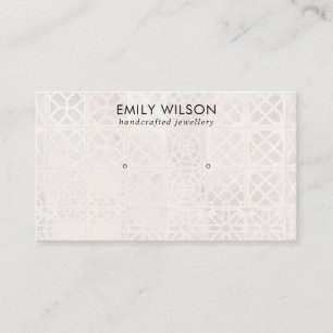 WHITE MOROCCAN TILE TEXTURE STUD EARRING DISPLAY BUSINESS CARD