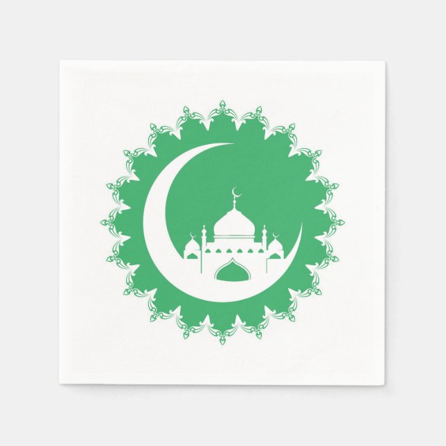 White Mosque in Crescent Moon Ramadan Napkins (Front)