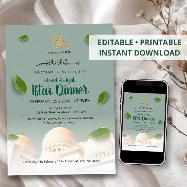 White Mosque Ramadan Iftar Invitation (Creator Uploaded)