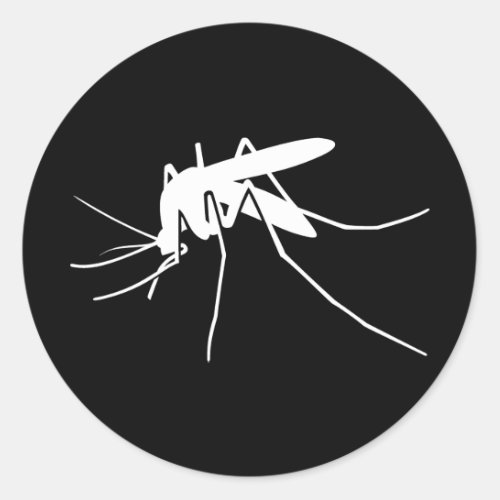 White Mosquito Side View Classic Round Sticker