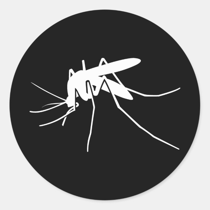 White Mosquito Side View Round Sticker