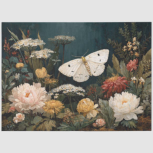 White Moth and Moody Florals Tissue Paper