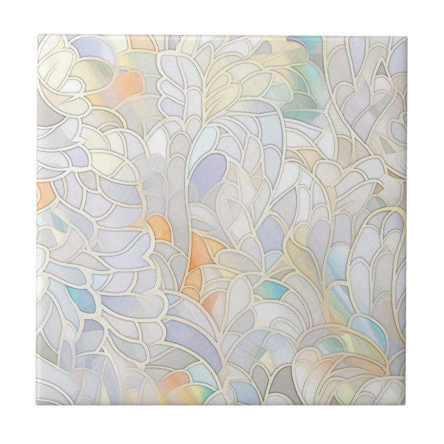 White mother of pearl  ceramic tile (Front)