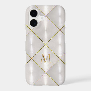 White Mother of Pearl with Gold Monogram iPhone 17 Case