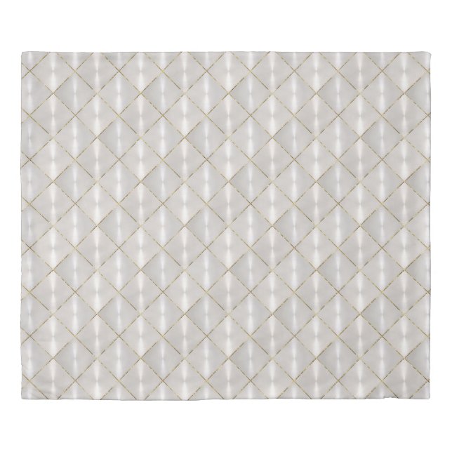 White Mother of Pearl with Gold Monogram Duvet Cover (Front)