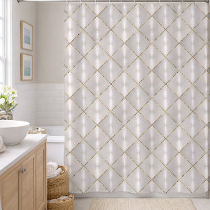 White Mother of Pearl with Gold Shower Curtain