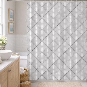 White Mother of Pearl with Silver Shower Curtain