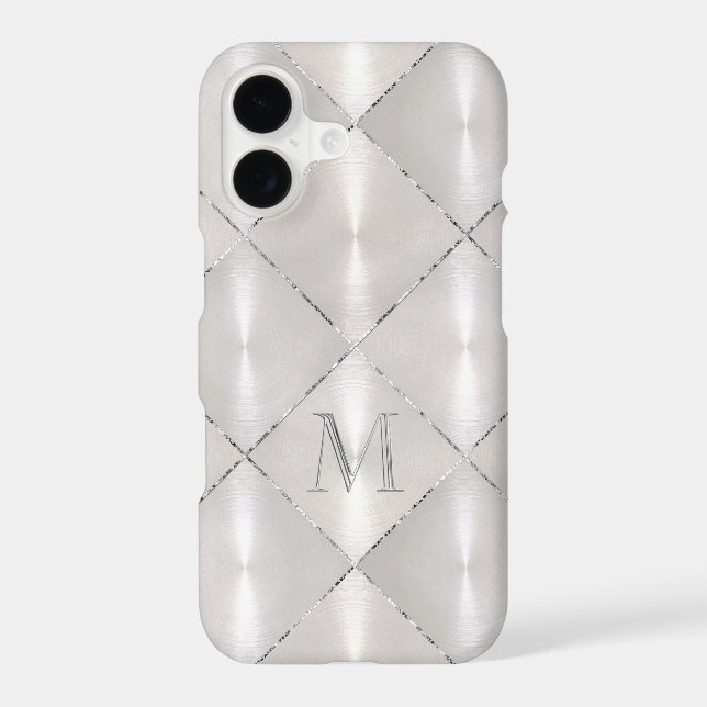 White Mother of Pearl with SilverMonogram Case-Mate iPhone Case (Back)
