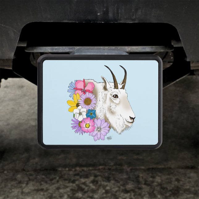 White Mountain Goat Flowers Hitch Cover (Creator Uploaded)