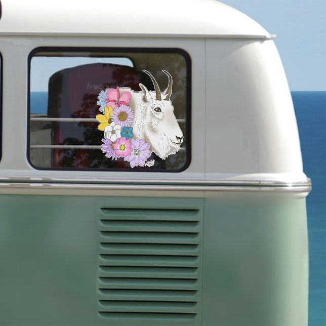 White Mountain Goat Flowers Sticker (Creator Uploaded)
