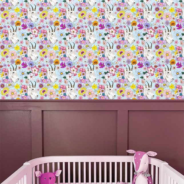 White Mountain Goat Flowers Wallpaper (Creator Uploaded)