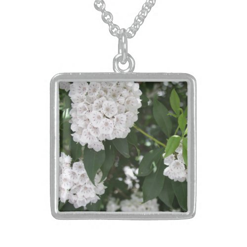White Mountain Laurel Star Shaped Flowers Sterling Silver Necklace