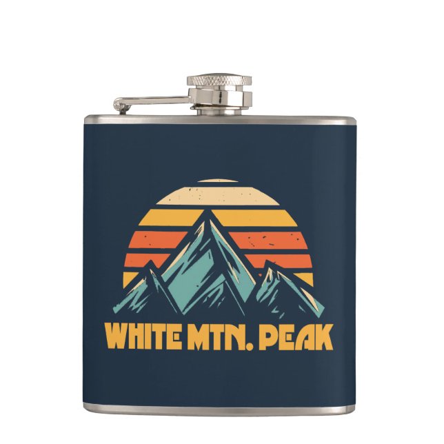 White Mountain Peak California Retro Turquoise Flask (Front)
