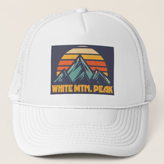 White Mountain Peak California Retro Turquoise Trucker Hat (Front)