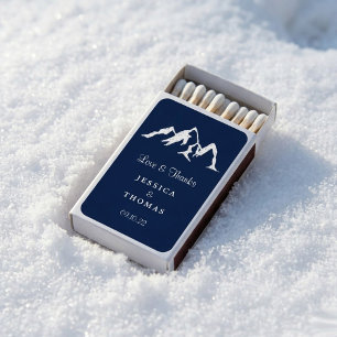 White Mountain Silhouette Wedding Favor Matchboxes