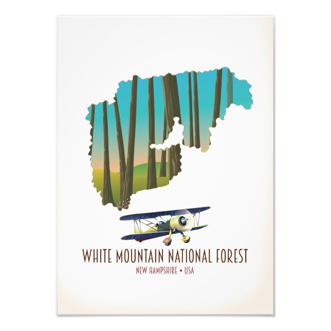 White mountains national forest USA map Photo Print (Front)