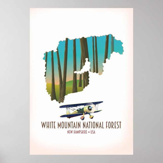 White mountains national forest USA map Poster (Front)