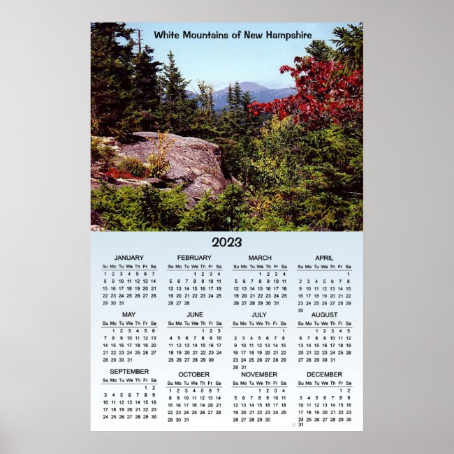 White Mountains New Hampshire 2023 Nature Poster