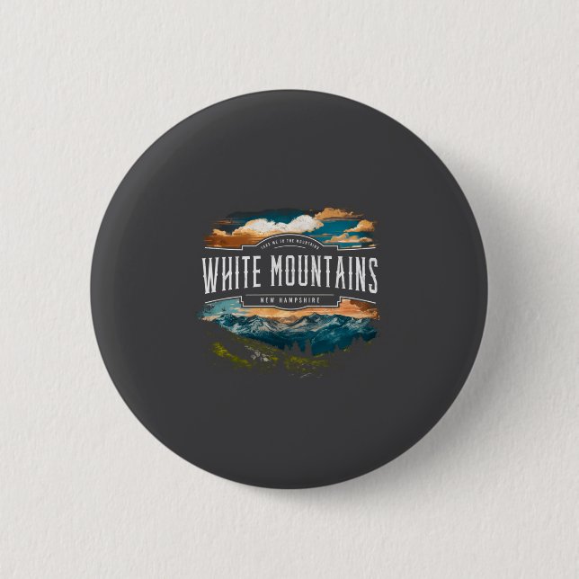 White Mountains New Hampshire Hiking Outdoors Vint Button (Front)