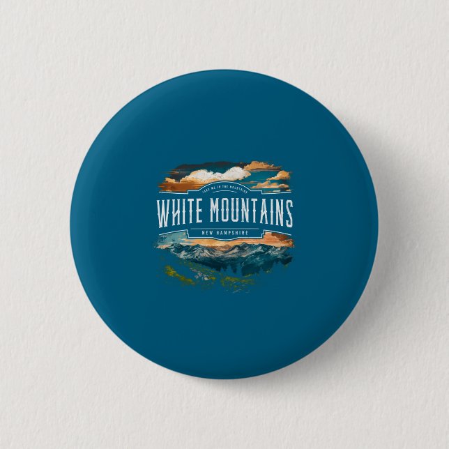 White Mountains New Hampshire Hiking Outdoors Vint Button (Front)
