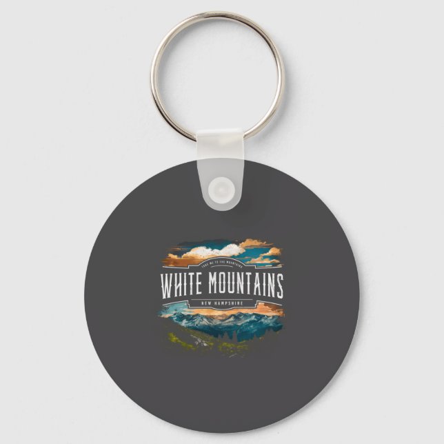 White Mountains New Hampshire Hiking Outdoors Vint Keychain (Front)