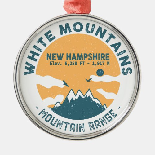 White Mountains New Hampshire _ Retro Vintage Metal Ornament