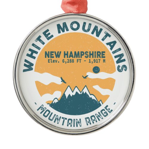 White Mountains New Hampshire - Retro Vintage Metal Ornament