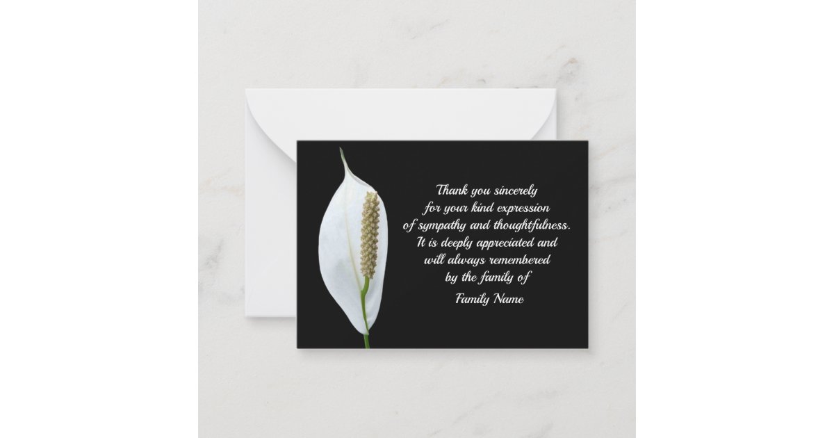 White Mourning Flower After Funeral Thank You Card | Zazzle.com
