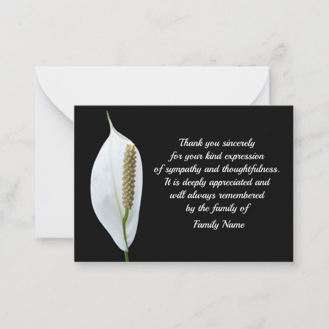 White Mourning Flower After Funeral Thank You Card