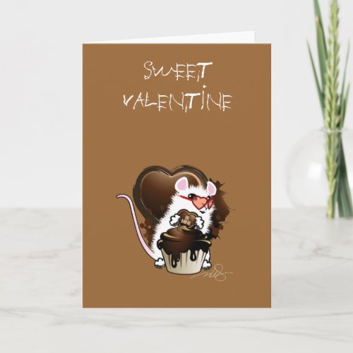 White Mouse Art With A Chocolate Heart Card