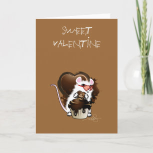 White Mouse Art With A Chocolate Heart Card