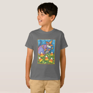 WHITE MOUSE IN CANDY CORN GARDEN, COLORFUL & CUTE T-Shirt