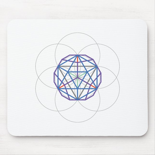 White Mouse Pad – 5 Colorful Platonic Solids (Front)