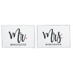 White Mr. + Mrs. (name) Personalized Pillowcases at Zazzle